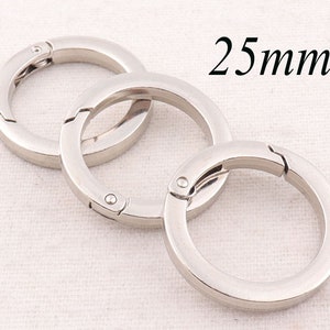 2-6 PCS Silver Spring Rings,Push Gate Snap Open Hook Spring Gate Ring,Clasp for webbing Purse Bag Handbag Dog Collar-1&quot;(25mm)(QQ27)