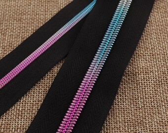 5 YARDS Rainbow Nylon Coil Zippers,4mm/6mm Black Edge,colorful purse nylon dress bag (ZP04)