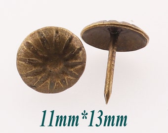 100 Pcs Antique Bronze Upholstery Tacks,Nailhead Tacks Rivets,Upholstery Tacks Nails Thumb Tacks Old Tacks Studs Nails-11mm*13mm(ut01)