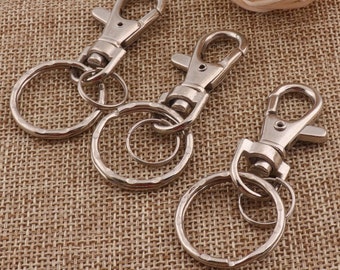 keychain 2 3/8"(60mm)O Rings Personalized Silver Key Chain Swivel Lobster Claw Clasps Stainless Metal  Car or House Keychain Hook,2pcs(KC02)