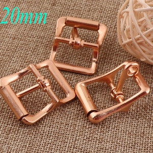 10 PCS Rose Gold Center Bar Buckle,20mm Sliders Buckle Strap Adjuster,Metal Adjustable Buckle,Webbing Leather Craft Bag Buckles(h8)