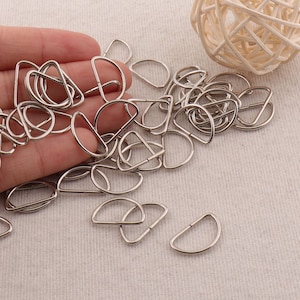 50pcs,5/8&quot;(15mm)D rings Silver Buckles Choker Belt Collar Chain Choker Leather Belt Clasp Harness Handbag Key Chains(DR02)