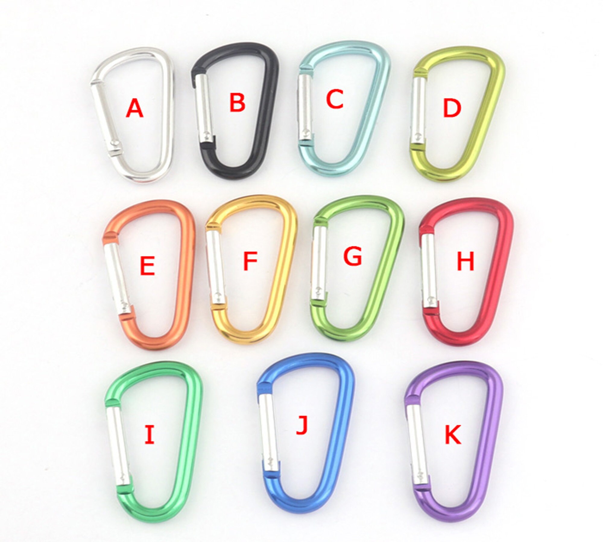 Lot Of 100 Red D-Shaped Carabiner Clips – 1-7/8" Aluminum Spring Gate Key Chain Clips