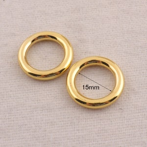 16 pcs,5/8&quot;(15mm)Gold O rings Buckles Choker Belt Collar Zipper Chain Choker Leather Belt Clasp Harness Webbing Handbag Key Fob Key (4090)