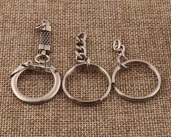 40 Pcs Silver Key Chain,key Ring Chain Leather Key Ring Key