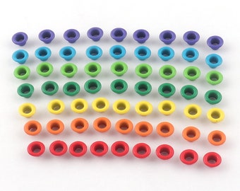 Rainbow Eyelets,Red/Orange/Yellow/Green/Cyan/Blue/Purple MINI Eyelets For Clothes Leather Canvas Bag Rivet Studs-3mm(ey5023)