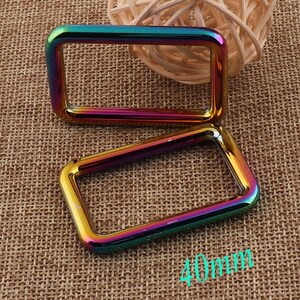 10 Rainbow Rectangle Rings,Webbing Purse Buckles,1.5&quot; Square Rings,Hardware Handbag Buckles,Rectangular Wire Loops,Handbag Bag Buckles(rb01)