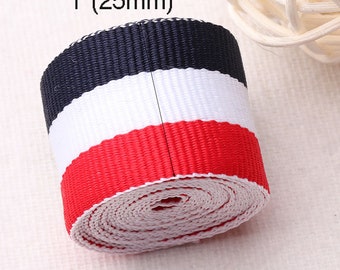 1 "(25mm) marine blau weiß rot Streifen weiches Band, ideal für DIY Kleidung/Schuhe/Tasche/Gürtel,1yard,5yards (rb59)