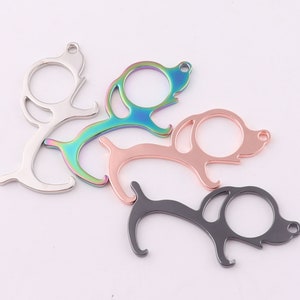 Dog Door Opener,Sturdy smooth Keychain Door Puller,Zinc alloy  Button Pusher,Seahorse Touch-Free Keychain,Contactless door opener