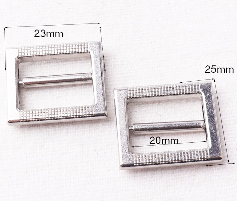 TJK04 20 mm Metal Silver Flat Slide Buckle,8 pcs Adjustable Slider Buckles webbing Purse Bag buckles,Handbag Clothes Strap Keeper