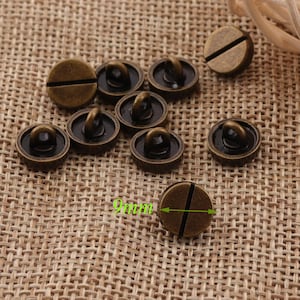 10 Metal Buttons 3/8&quot;(9mm)Antique Bronze Shank Vintage Buttons ,Coat Sweater Clothing Crafts Jewelry Clasp,Pants Button,Dome Buttons (B30)