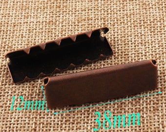 50 clip di fissaggio per estremità a crimpare in rame antico, chiusura liscia a crimpare, creazione di gioielli per braccialetti, infilatura in pelle - 1 1/2" (38 mm)(cl01)