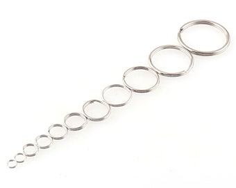 30mm/25mm/20mm/16mm/15mm/12mm/10mm/9mm/8mm/6mm/5mm silver Split Key Rings,leather key chain Key Rings,key chains key fob 20-100 pcs