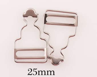 8 pcs Dungaree Clips Fasteners Clips,1"(25mm) Silver Dungaree Buckles,Straps Webbing Dungaree Aprons Overalls Workwear Buckle