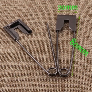 20 Safety Pins 3&quot;(80mm)Craft BLACK Plated Safety Pin Brooch Stitch Markers Metal Safety Pins Loops Charms Jewelry Tag Fasteners(LC150)