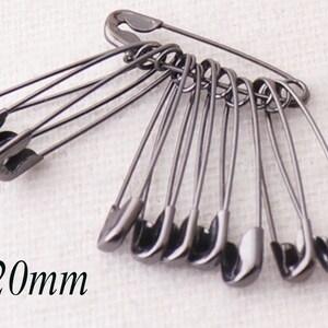 100 Stück Metall Gunmetal Sicherheitsnadeln, Charm Pins Schmuckzubehör, Brosche Maschenmarkierer Brosche Bar Sicherheitsnadeln Befestigungen-20mm (sp08)