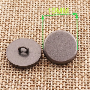 15mm Metal Buttons-Shank Flat Gunmetal Vintage Metal Button Coat Sweater Clothing Wrap Clasps Jewelry Pants Button 5/8&quot;   8 pcs