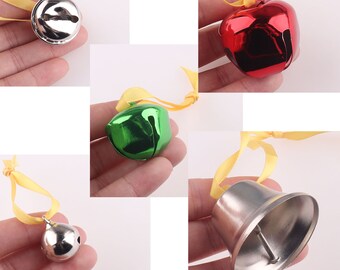10 PCS Jingle Bells with Yellow Ribbon Christmas Bells,For Festival Party Decoration/Christmas Tree Decoration/DIY Crafts Access