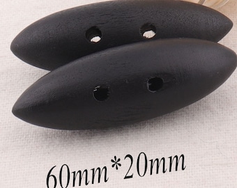 10 Pcs Black Toggle Buttons Wooden,60MM Buttons DIY Necklace  Buttons,sewing buttons Wood Craft Clothing accessories(WD0222)