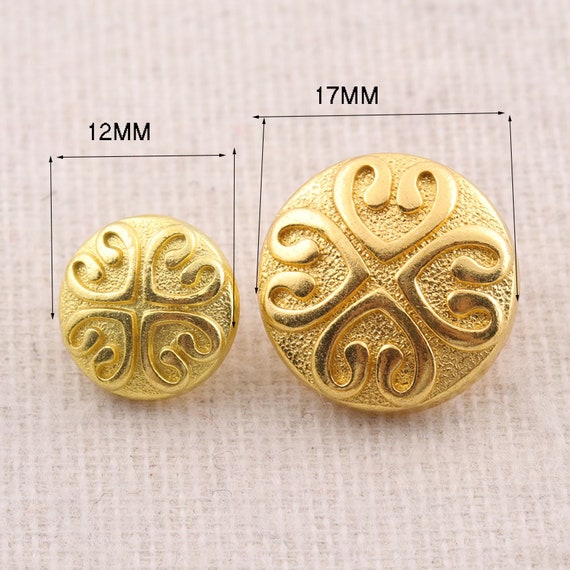 Metal Buttons Shank Vintage Button Flower Covers Gold Jewelry Coat