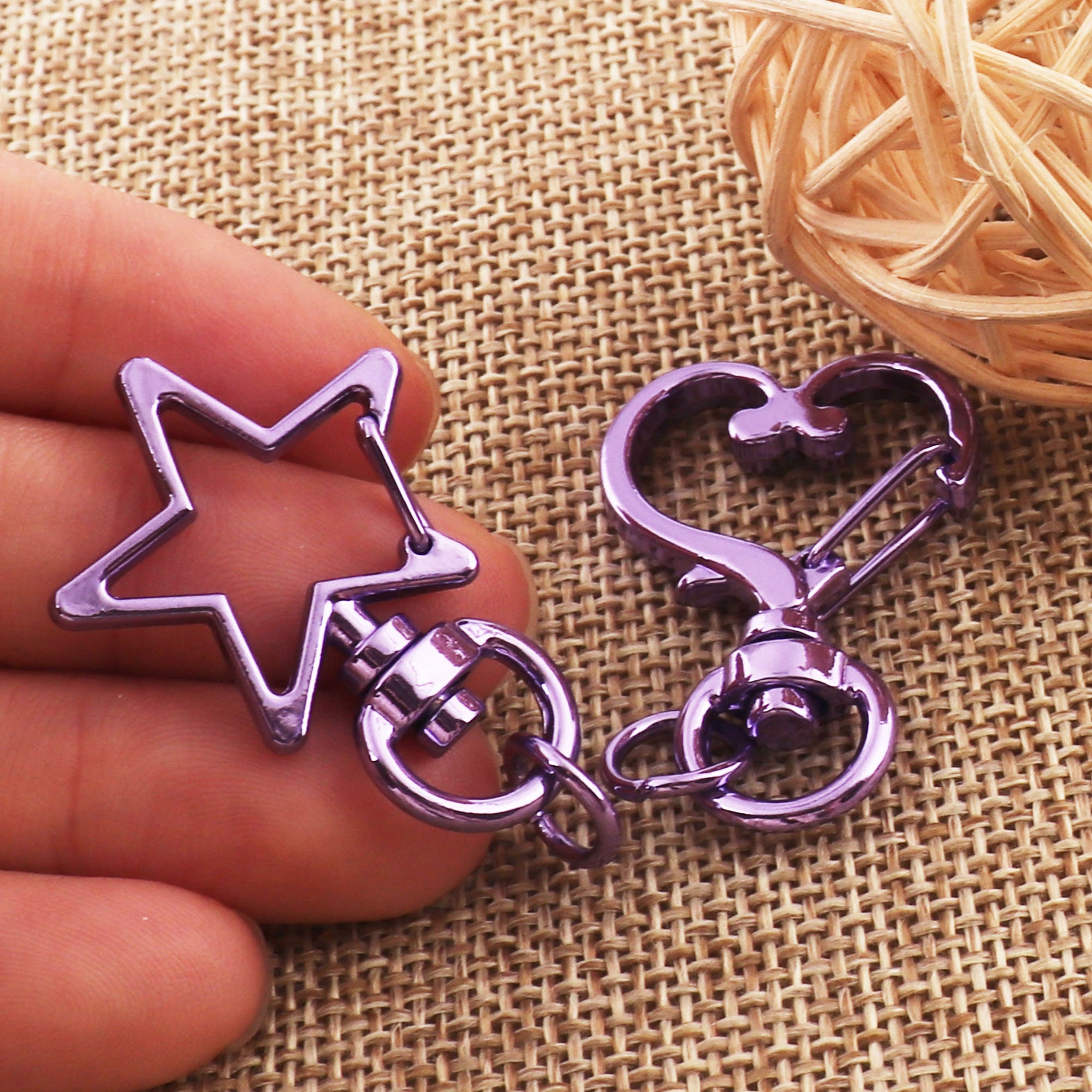 10 Pcs Purple Lobster Swivel Clasps,star/heart Clips Bag Key Ring