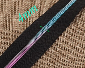 5 YARDS Rainbow Nylon Coil Zippers,4mm Black Edge,colorful purse nylon dress bag (ZP03)