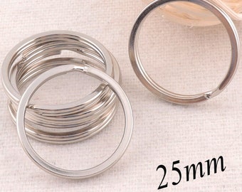 50 PCS Silver Flat Key Rings Split Ring,25MM Key Ring chain leather key ring,Key Rings key chain key ring,key chains key fob RINGS(5004)