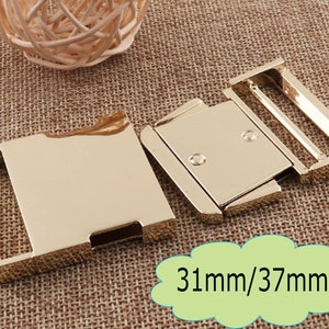 Side Release Buckle Pale Gold Metal Release Buckle Clutch Closure Backpack Buckle Craft Clasp Seat Belt Suitcases Buckle 31mm 37mm