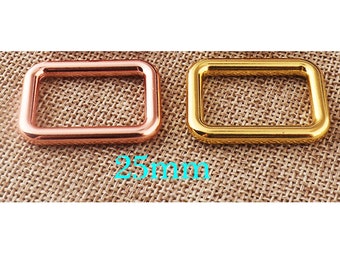 6 PCS 25MM Rectangle Rings,Gold/Rose Gold Rectangular Wire Loops,1" Square Rings bag rings,Webbing Purse Handbag Bag Making Hardware Handbag