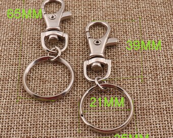 6Pcs Keychain 65mm O Rings Personalized Silver Key Chain Swivel Lobster Claw Clasps Stainless Metal  Car or House Keychain Hook (KC01)