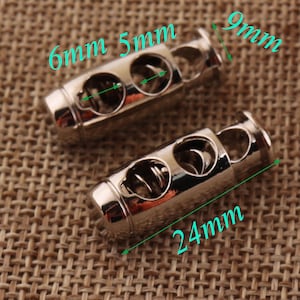 5 Silver Double Barrel Toggle Cord Lock,Cord Lock,Rope Buckle,Craft Cord Locks,Connector Buckle,Spring Buckle,Cylinder Stopper Toggle(v19)