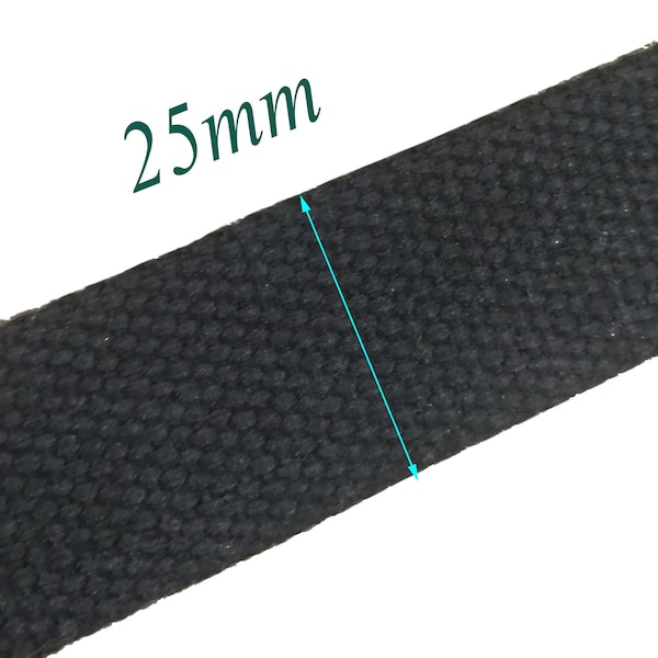 1" cotton Soft Webbing Belt,Webbing Key Fob solid Black color webbing Keychain,Webbing lanyard webbing by the yard-25mm(WB870)