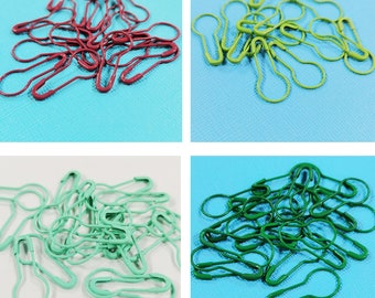 300 PCS Imperdibles de seguridad Imperdibles de bombilla Imperdibles de pera Sin bobina Marcadores de puntada extraíbles Imperdibles de seguridad Alfiler para tejer-Rojo Verde Amarillo
