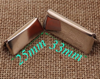 50 pezzi di chiusura in argento con estremità a crimpare, chiusura liscia da 25 mm/33 mm, creazione di gioielli per braccialetti, chiusura a crimpare in pelle (V39)