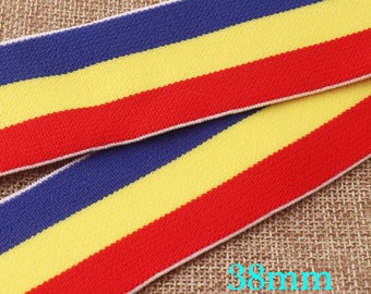 38mm 3 YARDS elastische singelband, elastisch lint elastische band riem elastisch op maat gesneden, rekbaar naai-elastisch blauw geel rood