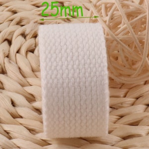 Cotton Webbing,1 inch Ivory Webbing,Key Fob Webbing,Webbing By The Yard,belt webbing,Belt Webbing,webbing Keychain,Soft Webbing(WB522)
