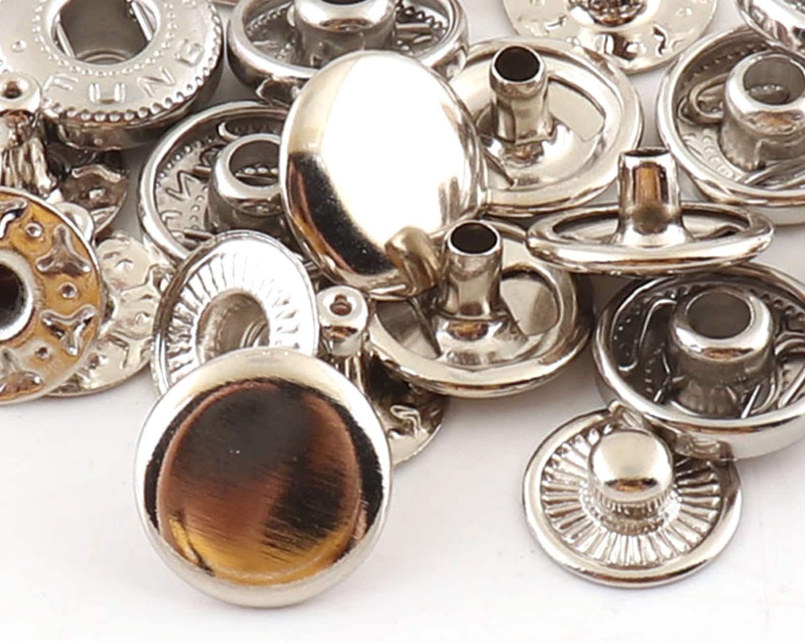 40 Units Silver Snap Button Set 10mm 15mm Round Buttons Snaps Etsy