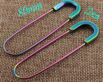 10 agrafek tęczowych 3 1/4"(80 mm) Markery do broszek z agrafkami agrafki pętelki zawieszki zapięcia do biżuterii, agrafki zawieszki (RA18)