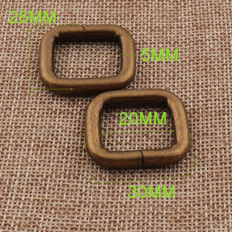 20MM Ancient Bronze Rectangle Buckle Webbing Purse Handbag Bag Making Hardware Handbag Rectangle Rings 6pcs 34 R47