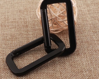 10 Stück große Karabiner, schwarze Aluminium Karabiner, Karabiner-Clip, Karabiner Schlüsselbund, Schlüsselanhänger, Klettern (7001)