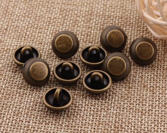 8 個の金属ボタン 1/2 インチ (12 mm) アンティーク ブロンズ ラウンド