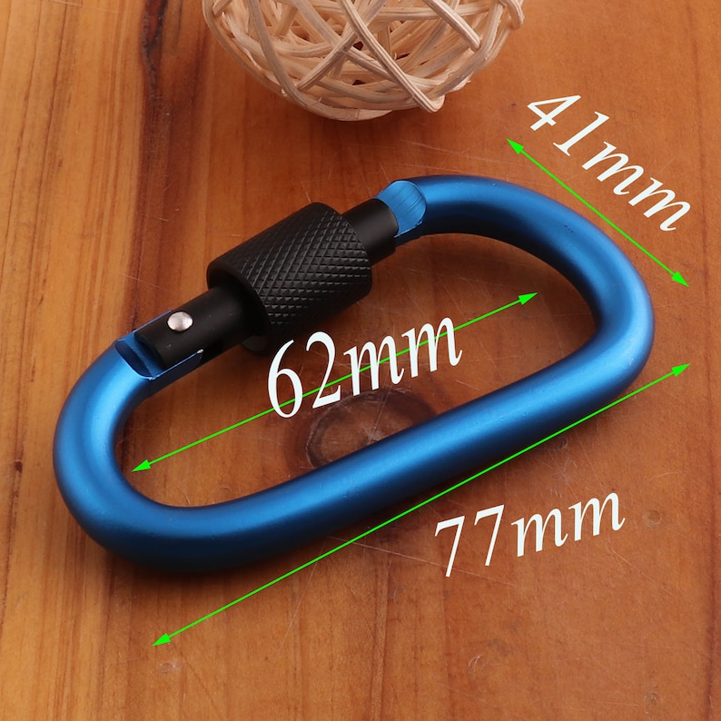 D Carabiner clip Large Keychain,Key Chain Rock Climbing keyring fathers day Coordinate keychain-6 pcs 77mm Blue Aluminum Carabiners