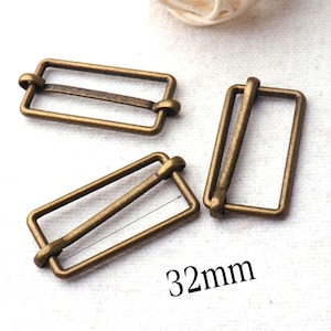 1 1/4&quot; 6 pcs Antique Bronze slide strap buckle Fasteners,32mm Adjuster Buckles,great for straps/Dungaree/aprons/bag/luggage