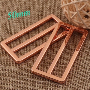 2&quot; Metal Purse Buckles,10 Rose Gold Slide Buckles,50mm Strap Fasteners,Belt Buckle,Adjuster Buckles,Bag Luggage Straps,Purse Hardware(SB03)