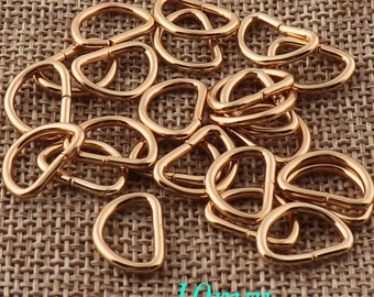 50 PCS Gold MINI D Ring Buckles,D Rings d ring belt,Webbing Bag Handbag purse Hardware,metal Purse d-ring-10 mm(14)