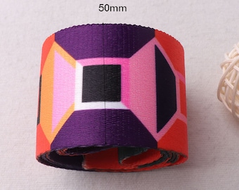 Webbing-2"(50mm) PINK Horizontal Stripe Soft Smooth Purse Bag Handbag Dog Collar Hat Bag Belt Woven, By the yard(WB0120)