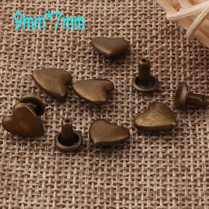 100sets Heart Antique Bronze Double Cap Rivets,Rivets Studs Leather craft Rive,Fastener Snaps Prong Studs Riveted-3/8&quot;(9mm)(ZD27)