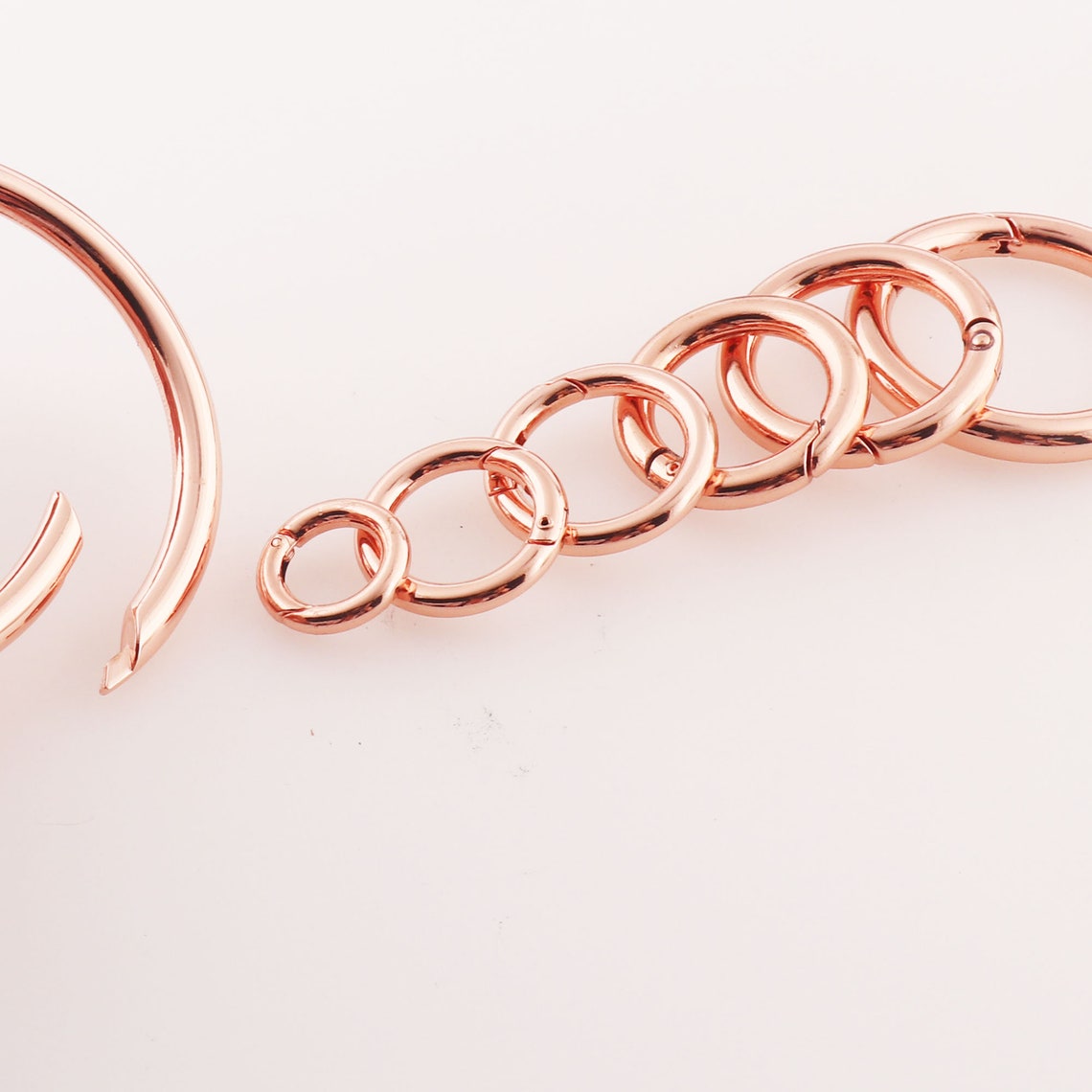 6 PCS Rose Gold Spring Rings,spring Gate Ring,o-rings,push Gate O Rings ...