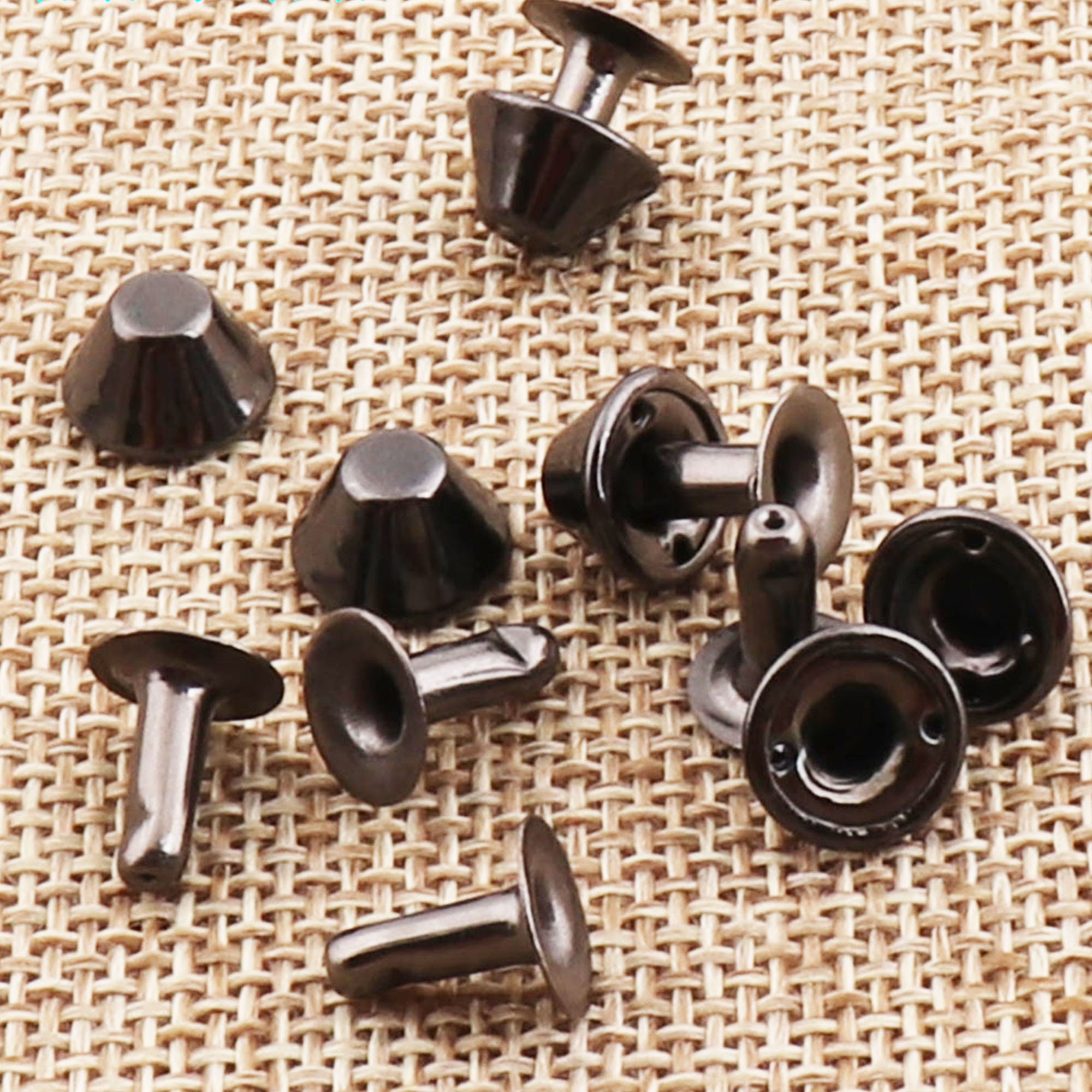 100 Sets Black Double Cap Rivets Dome Round Rivet Domed Studs Etsy