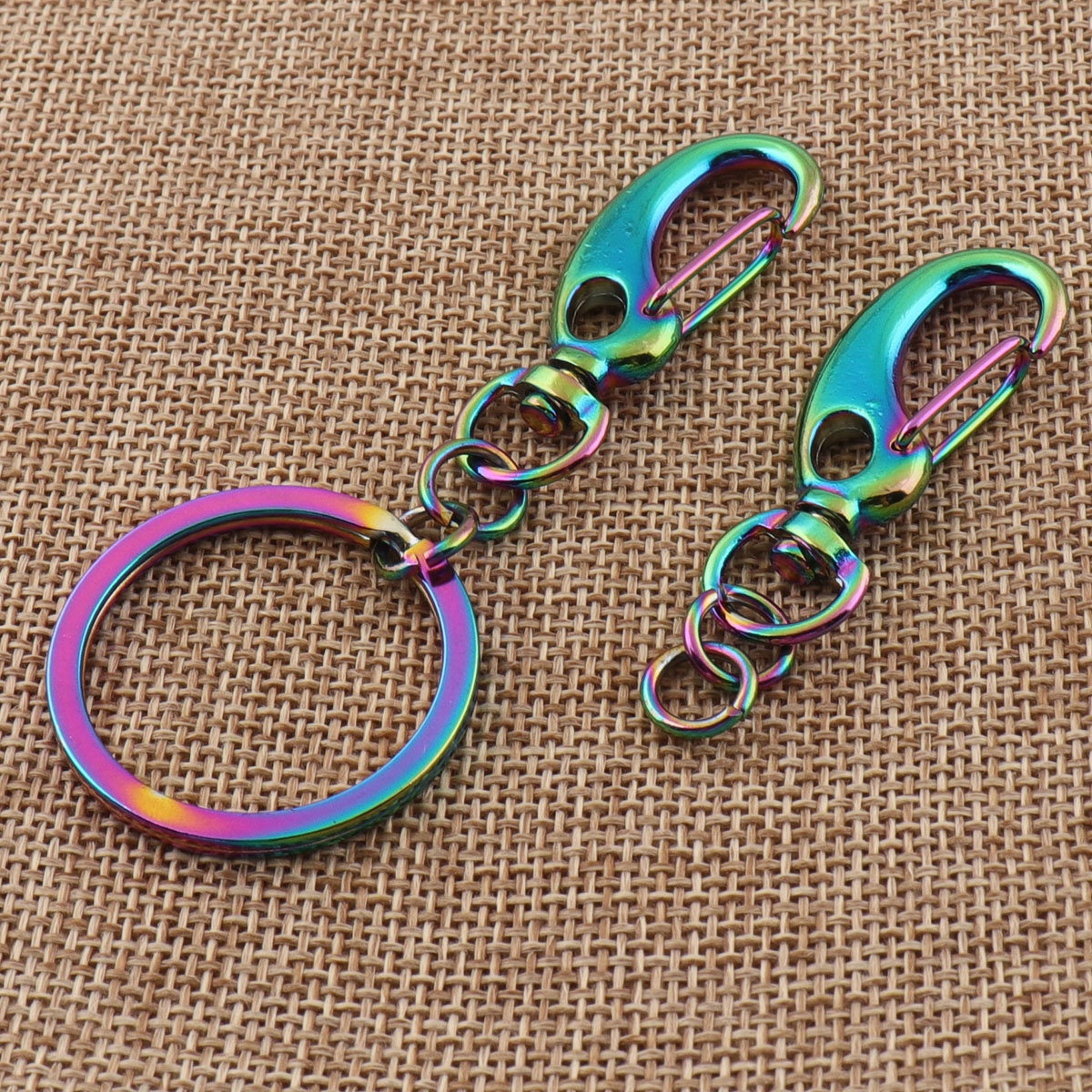 3 1/8インチ (80 mm) レインボー キーチェーン O リング ロブスター